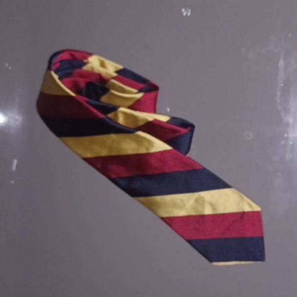 Bancroft Striped Red, Yellow, and Blue Men's Tie - Picture 2 of 4